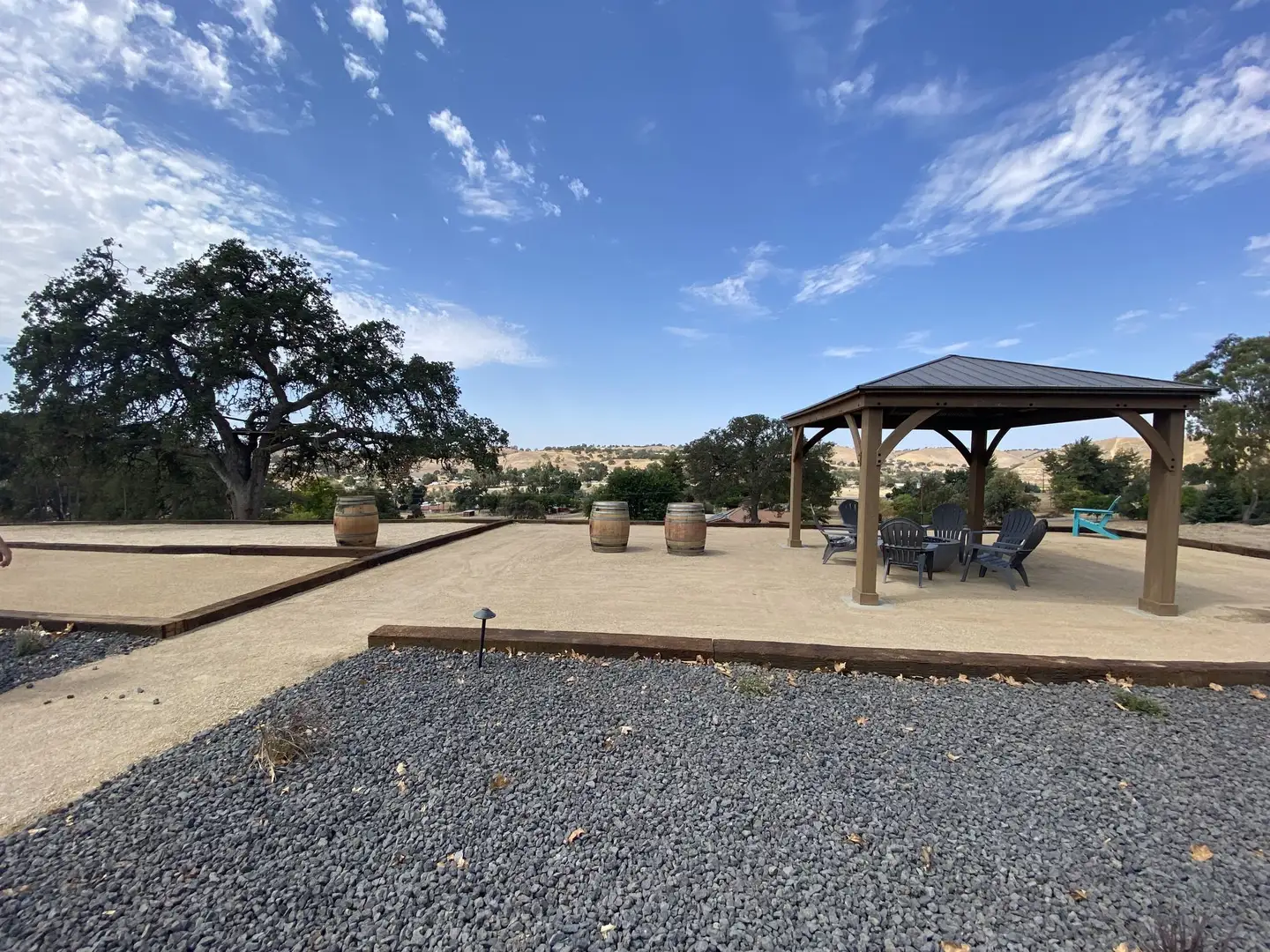 Decomposed granite seating area with timber edging